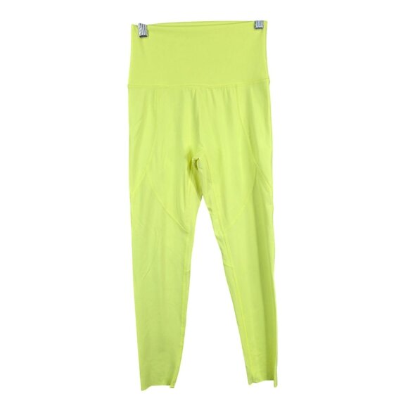 Womens Aerie Chill High Waisted Neon Yellow Leggings Nylon Stretch Size S Short - Picture 1 of 12
